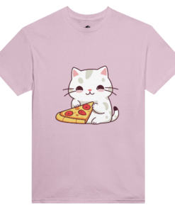 Cat Eats Pizza T-Shirt Donna Japan Style