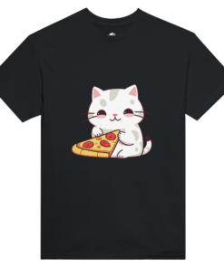 T-Shirt Cat Eats Pizza Japan Style Donn