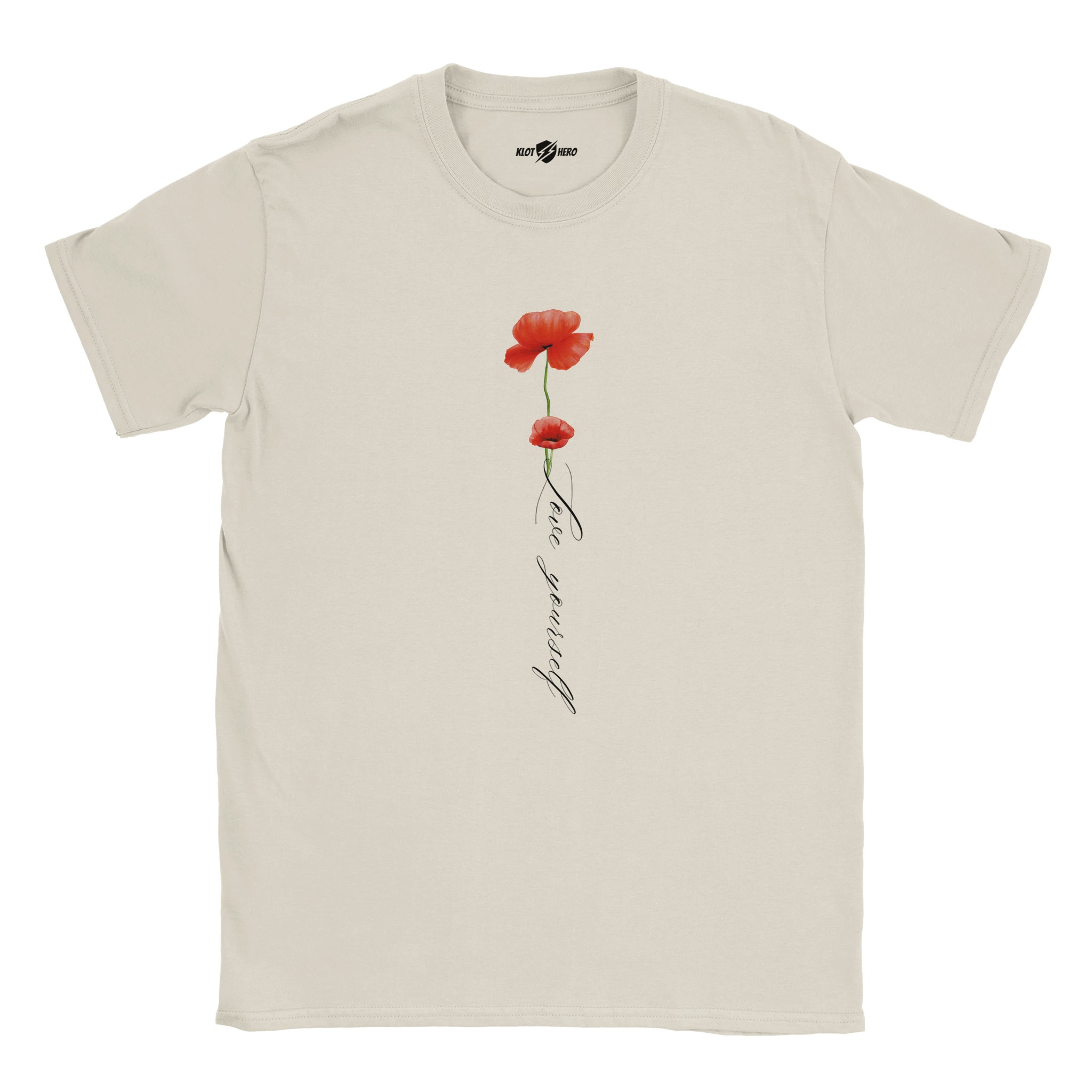 15502cca-d15e-4dbe-9fa0-T-Shirt Donna Love Yourself con Stampa Papaveri - Klothero