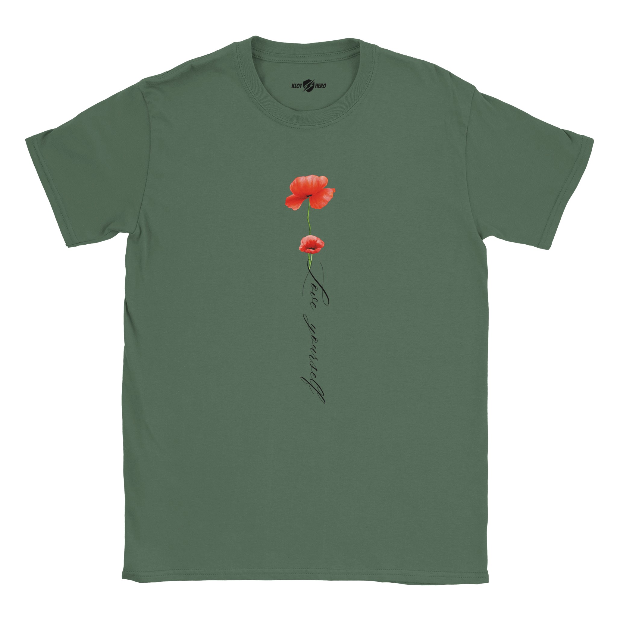 T-Shirt Donna Love Yourself con Stampa Papaveri - Klothero
