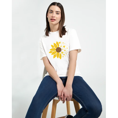 T-shirt Girasole e Cuori - Donna - Klothero