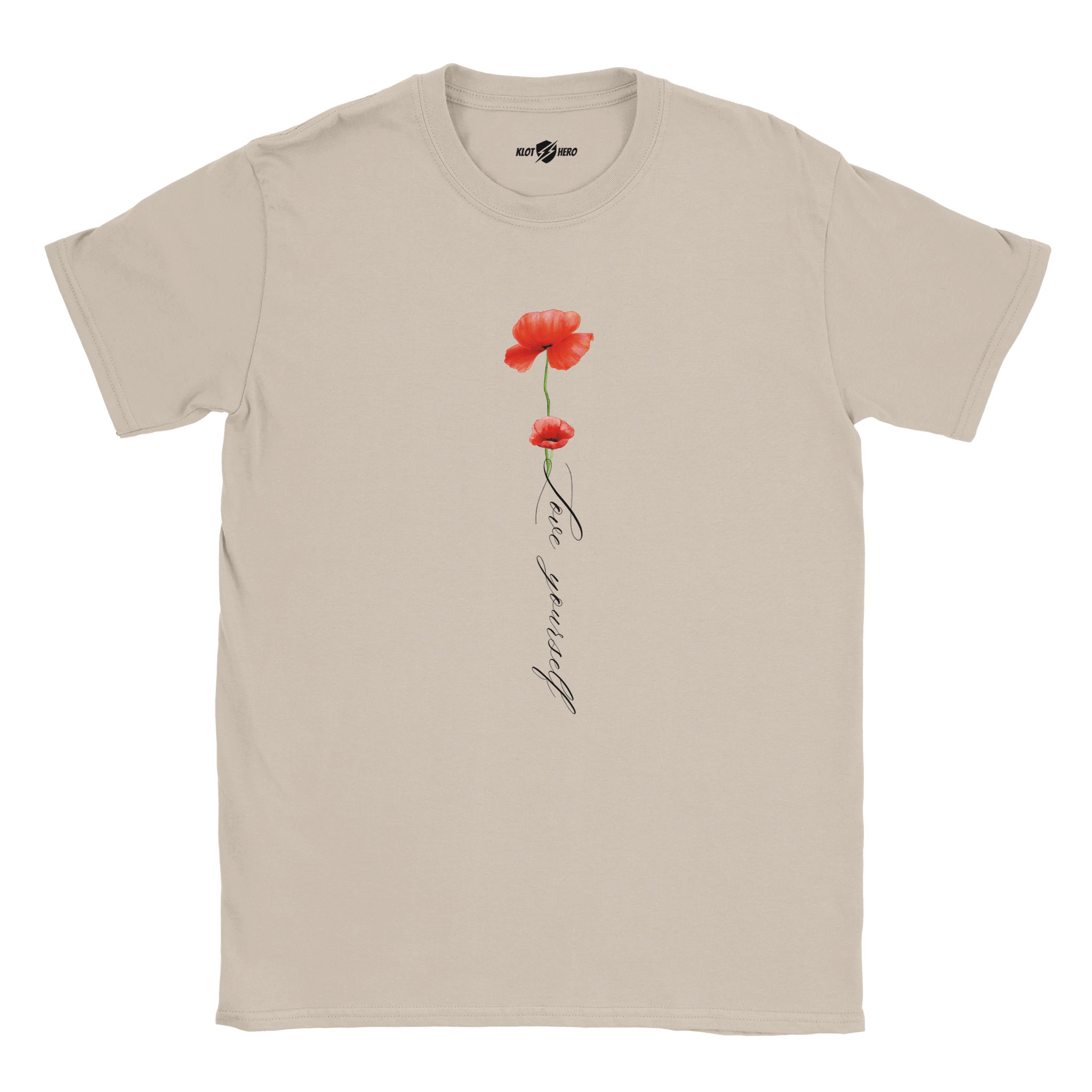 T-Shirt Donna Love Yourself con Stampa Papaveri - Klothero