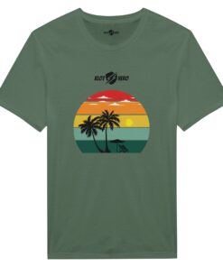T-shirt Cotone Uomo con Stampa Tramonto e Palme - Klothero