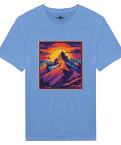T-shirt Uomo Cotone Stampa Montagna al Tramonto - Klothero