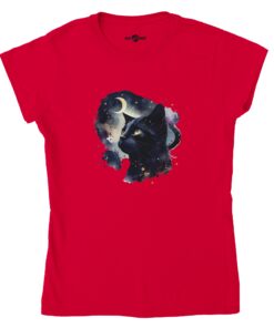 T-shirt Donna Gatto Salem con Cielo Stellato - Klothero