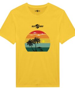 T-shirt Cotone Uomo con Stampa Tramonto e Palme - Klothero