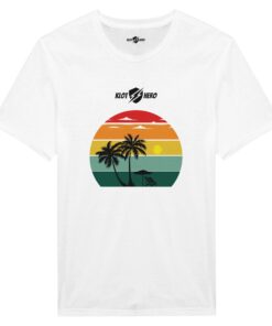 T-shirt Cotone Uomo con Stampa Tramonto e Palme - Klothero