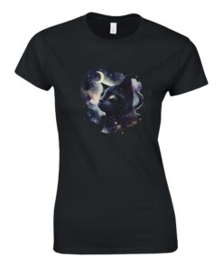 T-shirt Donna Gatto Salem con Cielo Stellato - Klothero