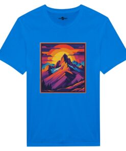 T-shirt Uomo Cotone Stampa Montagna al Tramonto - Klothero